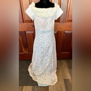 Disney Deluxe Princess Blue Lace Fur Elsa Cinderella Dress Costume Womens XL